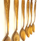 Turkish Brass Embossed Matching14 Demitasse Serving Spoons and Forks Islam Muslim Tableware Star Moon Collectible Tableware Marked ISTAMBUL