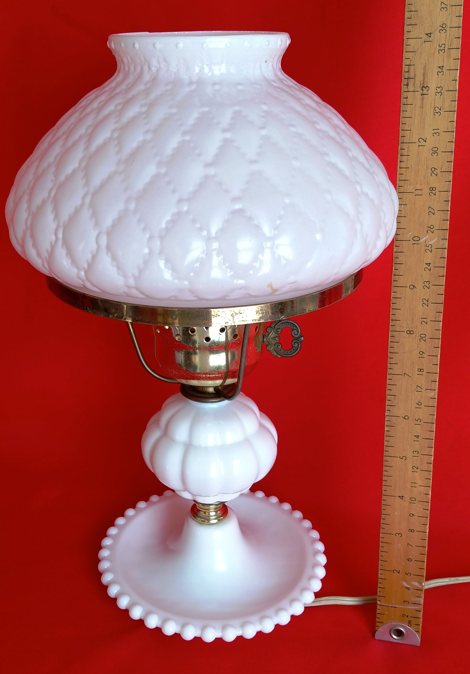 Hurricane Lamp GWTW 21 Parlor Table Lamp Milk Glass Painted