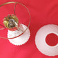 Vintage Milk Glass Lamp Beaded Tray Base Quilted Diamond Pattern Shade Parlor Table Statement Lamp GWTW Style Retro Lighting