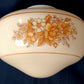 Vintage Blown Glass Acorn Shaped White Lampshade Painted Floral Roses Pendant Flush/Semi Mount Replacement Globe 4” Fitter-NOS