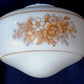 Vintage Blown Glass Acorn Shaped White Lampshade Painted Floral Roses Pendant Flush/Semi Mount Replacement Globe 4” Fitter-NOS