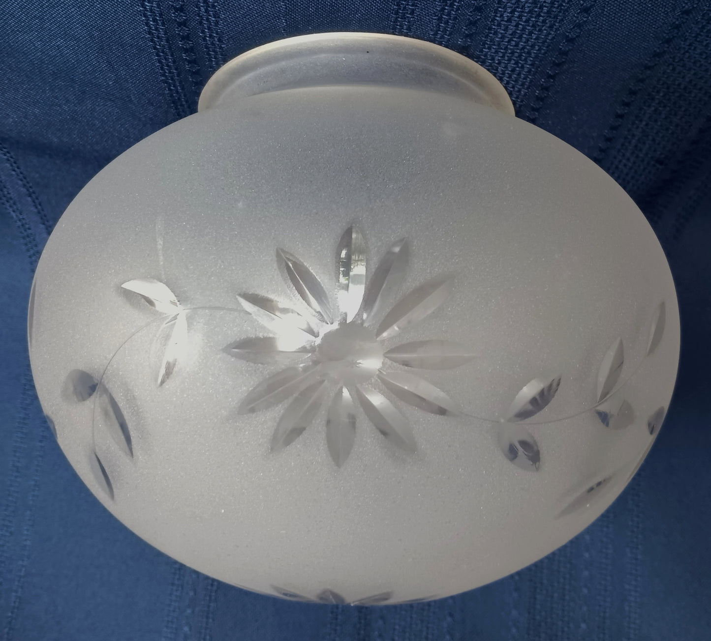 Vintage Heavy Glass Lampshade Frosted Etched Floral Design Small Replacement Globe Cover Sconce Flush Mount Electric Fixture 3.25” Fitter