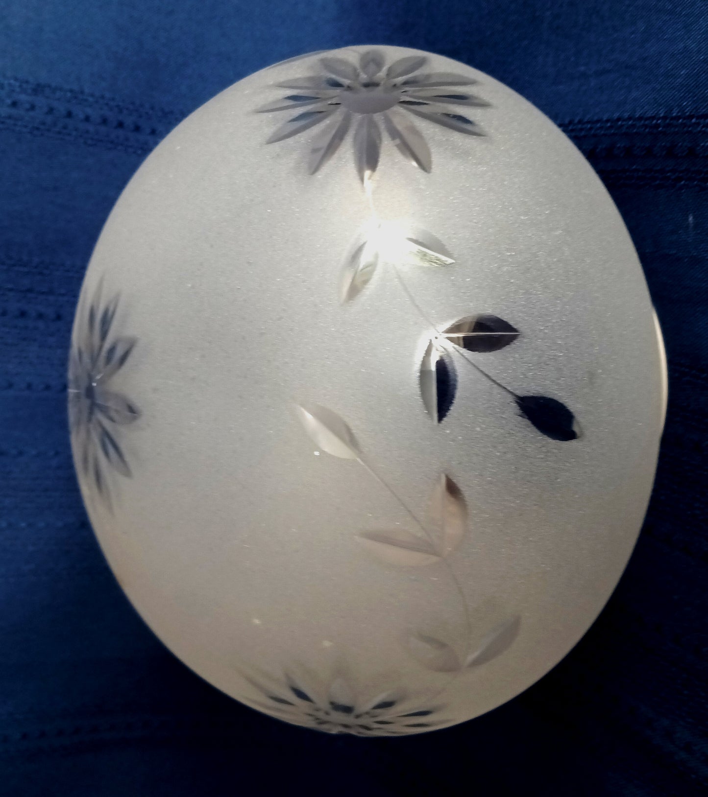 Vintage Heavy Glass Lampshade Frosted Etched Floral Design Small Replacement Globe Cover Sconce Flush Mount Electric Fixture 3.25” Fitter