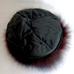 Vintage Black Rabbit Fur Hat Cloche Style Satin Lining Padded Warm Winter Hat Unisex Small Size Hat 20 1/2” Around Inside