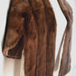 Real Mink Fur Brown Cape Stole Open Front High Shawl Collar Pockets Custom Made Women Wedding Bridal Bolero Size L-Mint Condition