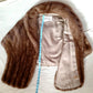 Medium Brown Real Mink Fur Cape Stole Open Front High Shawl Collar Lining Pockets Women Wedding Bridal Bolero Wrap Size XL
