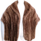 Medium Brown Real Mink Fur Cape Stole Open Front High Shawl Collar Lining Pockets Women Wedding Bridal Bolero Wrap Size XL