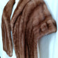 Medium Brown Real Mink Fur Cape Stole Open Front High Shawl Collar Lining Pockets Women Wedding Bridal Bolero Wrap Size XL