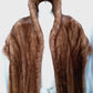Medium Brown Real Mink Fur Cape Stole Open Front High Shawl Collar Lining Pockets Women Wedding Bridal Bolero Wrap Size XL