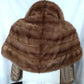 Medium Brown Real Mink Fur Cape Stole Open Front High Shawl Collar Lining Pockets Women Wedding Bridal Bolero Wrap Size XL