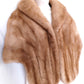 Vintage Blonde Beige Real Mink Fur Cape Stole Open Front Shawl Collar Pockets Women Outerwear Wrap Wedding Bridal Bolero Size S