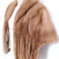 Vintage Blonde Beige Real Mink Fur Cape Stole Open Front Shawl Collar Pockets Women Outerwear Wrap Wedding Bridal Bolero Size S