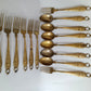 Turkish Brass Embossed Matching14 Demitasse Serving Spoons and Forks Islam Muslim Tableware Star Moon Collectible Tableware Marked ISTAMBUL