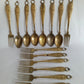 Turkish Brass Embossed Matching14 Demitasse Serving Spoons and Forks Islam Muslim Tableware Star Moon Collectible Tableware Marked ISTAMBUL
