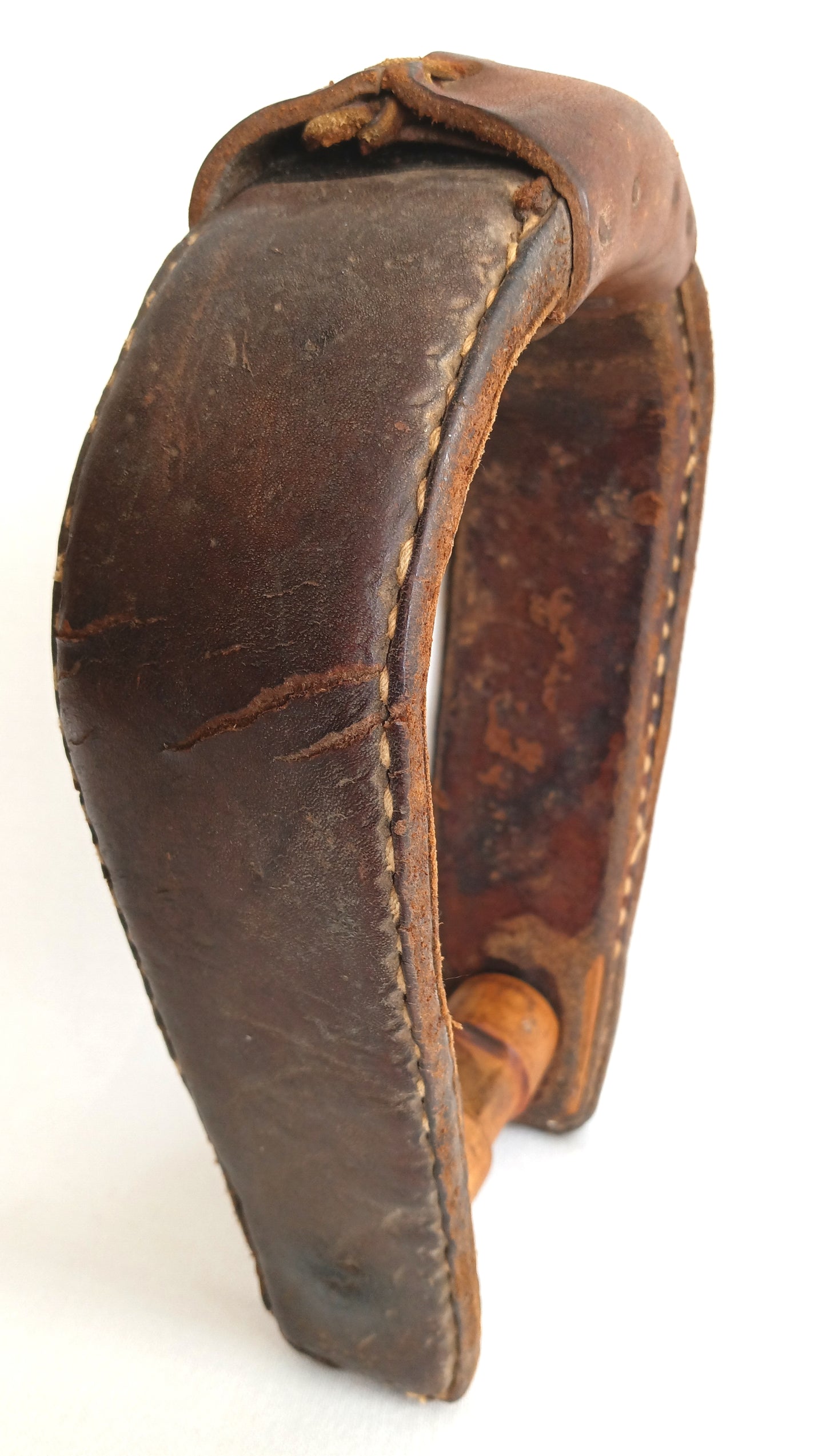 Antique/Vintage Laced Leather Wrapped Bentwood Stirrup Horse Saddle Side Foot Western Equestrian Club Farmhouse Décor