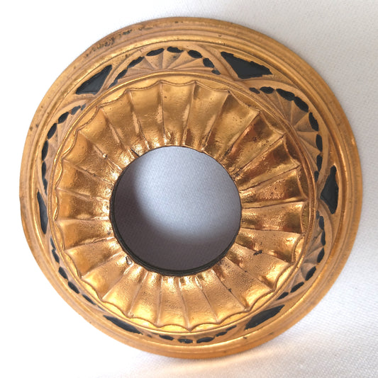 Vintage Neo-Classical Style Embossed Cast Brass Round Bobeche Ornate Light Bulb Socket Cover Chandelier Canopy Electric Fixture Lamp Parts-NOS