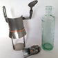 Metal Art Sculpture Female Tennis Player Figurine Steel Copper Wine Bottle Holder Caddy w/ Embossed Green Glass Bottle