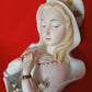Lefton China Mary Madonna Bust Figurine Hand Painted Gilded Pastels Bisque Porcelain Statuette Catholic Religious Décor 7 1/2"H-Japan