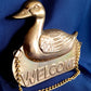Vintage Brass Duck Welcome Door Plaque w/ Hanging Chain Mallard Duck Welcome Sign Home Décor-NOS
