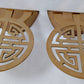 Vintage Pair of Solid Brass Round Bookends Chinese Shou Symbol Design Oriental Asian Home Decor