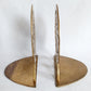 Vintage Pair of Solid Brass Round Bookends Chinese Shou Symbol Design Oriental Asian Home Decor