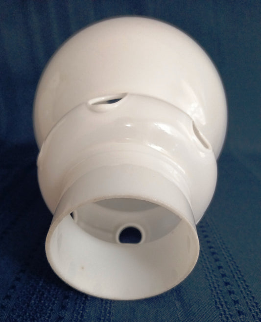 Unique Vintage Blown Opal Glass Bulge Lampshade Holes in the Side Design Gas Oil Kerosene Lamp Chimney Candle Cover 2.25 inch Fitter