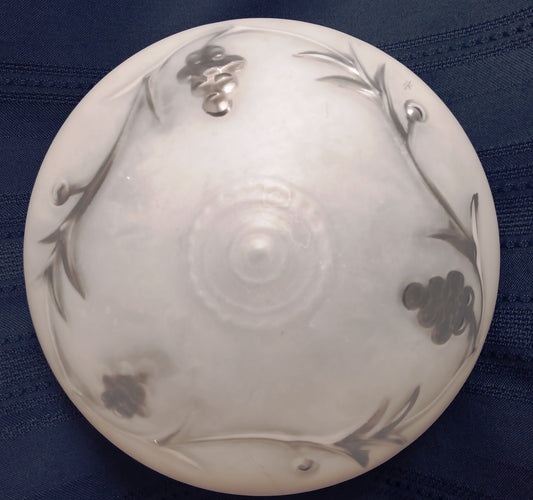 Vintage Replacement Shade Ceiling Light Wall Fixture Frosted Glass w/Clear Vine and Grapes 3D Design Domed Globe Cover 6" Fitter