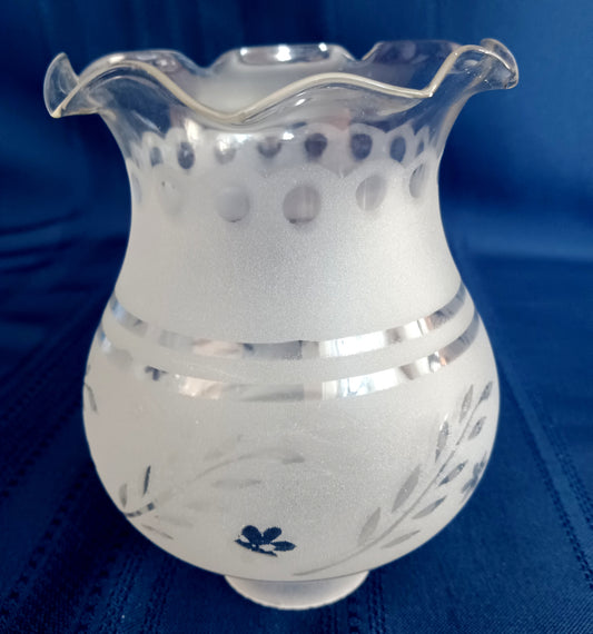 Replacement Shade Colonial Style Floral Etched Frosted Glass Bell Shape Straight Neck Sconce Chandelier Slipcover Light 1 3/4 Inches Fitter