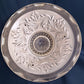 Vintage Art Deco Lampshade White Raised Floral Design and Clear Glass Round Shade Ceiling Pendant Light 3 Holes Scalloped Rim 10 1/2” D