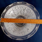 Vintage Art Deco Lampshade White Raised Floral Design and Clear Glass Round Shade Ceiling Pendant Light 3 Holes Scalloped Rim 10 1/2” D