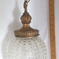 Hollywood Regency Large Pendant L&L WMC Light Fixture Clear Glass Beehive Shaped Shade Nemo1972 Finial Chain Canopy Hanging Lamp Retro
