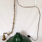 Vintage Industrial Large Pendant Light Fixture Green Enamel Cone Shape Shade Metal Chain Canopy Plug In Hanging Lamp Retro Lighting