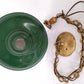 Vintage Industrial Large Pendant Light Fixture Green Enamel Cone Shape Shade Metal Chain Canopy Plug In Hanging Lamp Retro Lighting