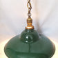 Vintage Industrial Large Pendant Light Fixture Green Enamel Cone Shape Shade Metal Chain Canopy Plug In Hanging Lamp Retro Lighting