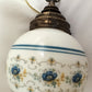Vintage L&L WMC 1971 Ceiling Fixture Pendant Quoizel Abigail Adams Blue Poppy Floral Milk Glass Globe Canopy Porcelain Light Socket Finial