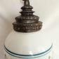 Vintage L&L WMC 1971 Ceiling Fixture Pendant Quoizel Abigail Adams Blue Poppy Floral Milk Glass Globe Canopy Porcelain Light Socket Finial
