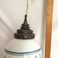 Vintage L&L WMC 1971 Ceiling Fixture Pendant Quoizel Abigail Adams Blue Poppy Floral Milk Glass Globe Canopy Porcelain Light Socket Finial