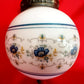 Vintage L&L WMC 1971 Ceiling Fixture Pendant Quoizel Abigail Adams Blue Poppy Floral Milk Glass Globe Canopy Porcelain Light Socket Finial