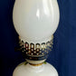 Vintage Milk Glass Hurricane Electric Lamp Footed Base Painted Red Rose Flowers Chimney Shade Bedroom End Table Lamp Country Décor