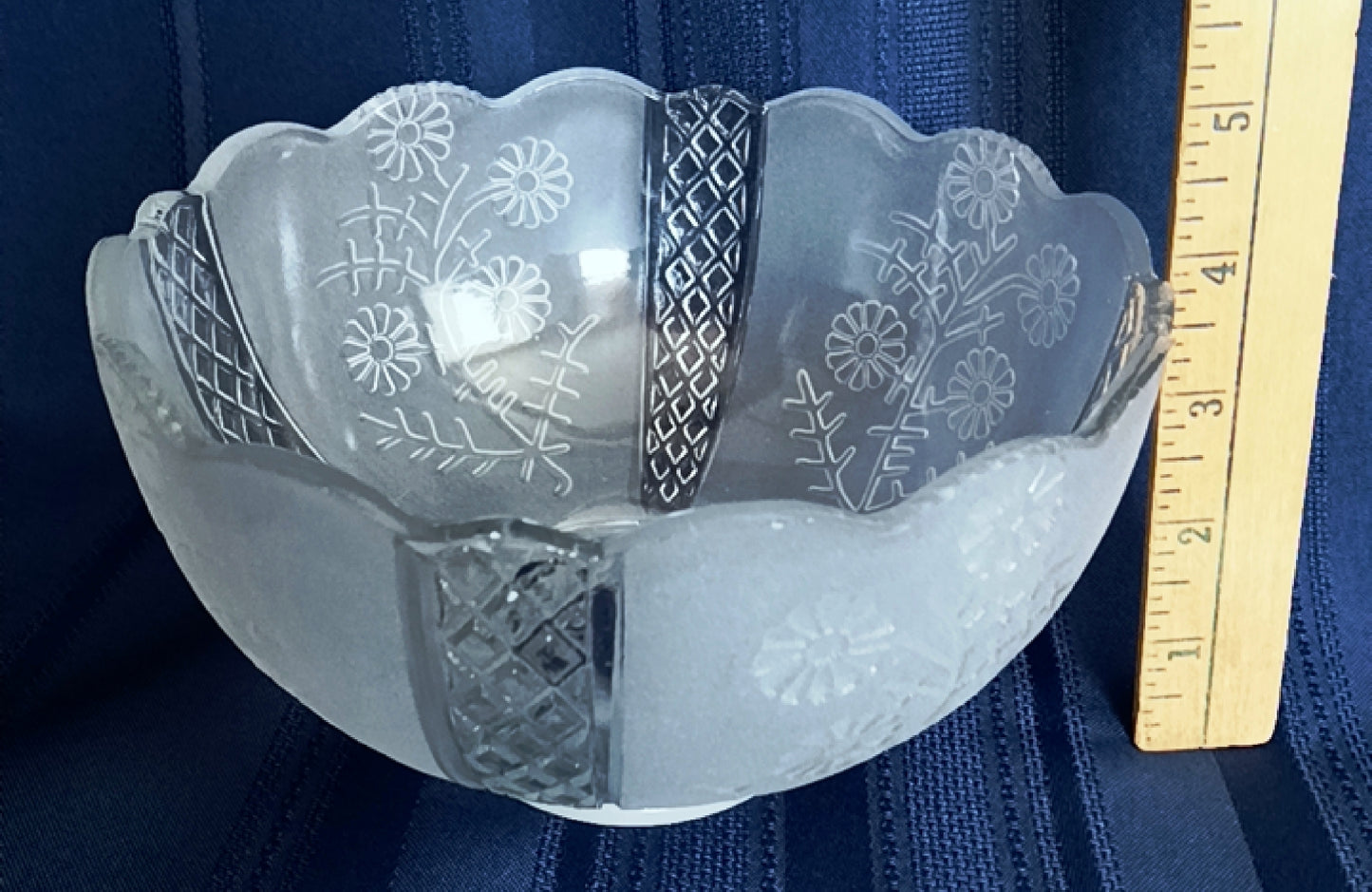 2 available Vintage Old Art Deco Lampshade Frosted Clear Pressed Glass Floral Scalloped Tint Diffuser Ceiling Fan Light Cover 3.25" Fitter