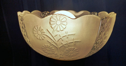2 available Vintage Old Art Deco Lampshade Frosted Clear Pressed Glass Floral Scalloped Tint Diffuser Ceiling Fan Light Cover 3.25" Fitter
